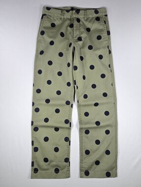 NWT J.Crew Boyfriend Chino Pants Polka Dot Olive Green Size 4
